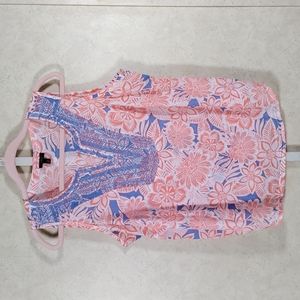 2/$10 04180 Talbots orange & blue embroidered blouse 1XP
